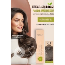 Renna Amonyaksız Bitkisel Yıpranmış Saçlar İçin Saç Boyası 7-1 Küllü Kumral 60ml
