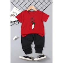 Çocuk Rose Alt - Üst Eşofman Takımı Kırmızı