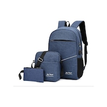 Mavi Yeni Varış Sırt Çantası Omuz Çantası Erkek İş Dizüstü Sırt Çantası Eğlence Çantası Açık Seyahat Çantası Üç Parçalı Takım Elbise