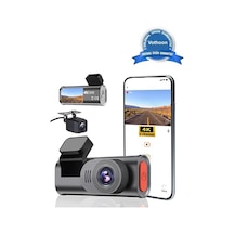 4k Wifi Çift Kameralı Araç Kamerası Gece Görüşlü G-sensörlü Dash Cam 170 Derece