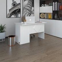 Kenzlife Ofis Masası Yoko Ono Byz Sağ 75 110 60 Kilitli Kapaklı Dolap Eşkenar Bilgisayar Çalışma Masası Beyaz