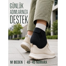 Topuk Destek Çorabı M Beden 40-45 Ayarlanabilir Cırtlı Esnek Siyah Tasarım - Lisinya