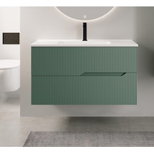 Denko Tiran 85 Cm Beyoğlu Yeşil Banyo Dolabı Alt Modül Lavabo Gri
