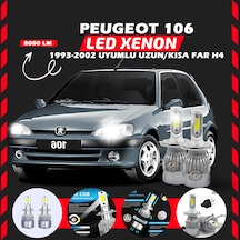 Peugeot 106 1993-2002 Uzun-kısa Far Uyumlu Şimşek Etkili Led Xenon Performance Series H4