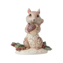 Jim Shore Heartwood Creek Beyaz Ağaçlık Alan Sincap Figürü, 9 Cm, Polireçine, Sim, Kalsiyum Karbonat