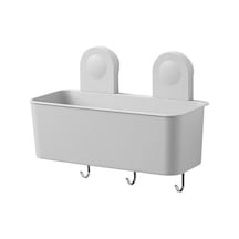Vantuzlu Banyo Duş Sepeti 26x21 Cm MeridyenDukkan 3 Kancalı-Su Delikli Banyo Dekorasyonu-Sepeti Çok Renkli