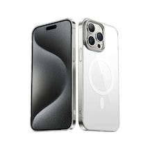 Apple Uyumlu iPhone 15 Pro Kılıf Zore Wireless Şarj Özellikli Şeffaf G-glass Kapak Lacivert