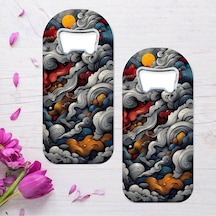 Renkli Bulutlar Özel Tasarımlı Oval Uzun Açacaklı Magnet