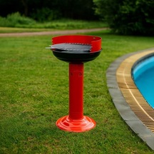 Dörtel Yuvarlak Mangal Kırmızı