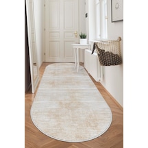 West Home Makinede Yıkanabilir Kaymaz Taban Leke Tutmaz Bej Oval Mutfak Halısı Salon Halısı Ve Yolluk 610 Beige Oval