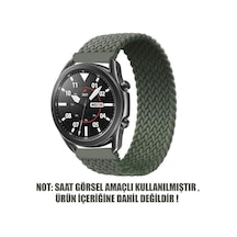 Samsung Gear S3 Classic İçin Kordon, Medium Size, 155mm Braided Solo Loop Band Koyu Yeşil Gear S3 Classic İle Uyumlu Kordon - Koyu Yeşil Çok Renkli