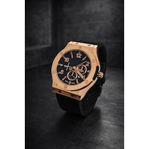 Ter Tutmayan Silikon Kordon Erkek Kol Saati Siyah-rose - 886326451 Rose Gold