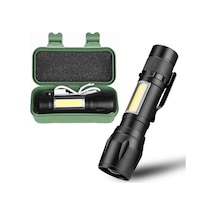 Usb Şarjlı Mini El Feneri Ultra Güçlü Led Fener, 3 Modlu Işık, Metal Kasa, Klipsli Taşınabili Diğer