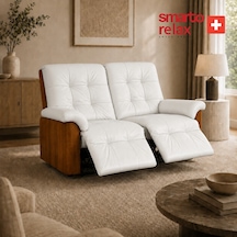Smarto Relax Berlin İkili Yatar Ayak Uzatmalı Ergonomik Deri Tv Koltuğu Baba Koltuğu Beyaz