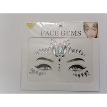 Gold Kendinden Yapışkanlı Yüz Taşı Sticker Face Gems Model1 Altın