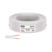 50 Metre Hoparlör Elektrik ve Ses Kablosu 2X0.75 Beyaz