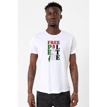 Free Palestine Beyaz Erkek Bisikletyaka Tshirt Çok Renkli