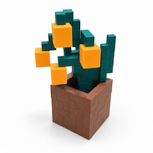 Piksel İnci Çiçeği Biblo - 3d Baskı, Minecraft Esintili Turuncu