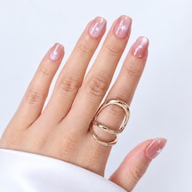 Pembe Nail Art Kısa Yuvarlark 10'lu Tekrar Kullanılabilir El Yapımı Protez Takma Tırnak Ekyl-3522 S