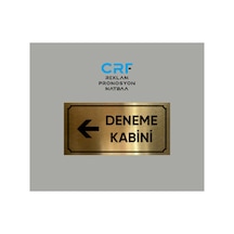 Gold Aluminyum Kapı İsimliği Deneme Kabini Sol Ok Yönlendirmeli Yazılı Arkası Yapışkanlı 10x20 Cm