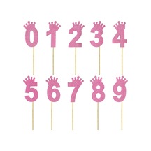 Eva Simli Rakam Pasta Süsü. 19cm x 7.5cm - 1 Adet Pembe 0