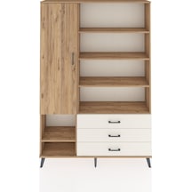 Arges Dolap 9 Raflı 3 Çekmeceli Tek Kapaklı 132x30x195 Çam-ç... Çam