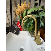 İsaoğlu Yapı Mat Gold Lavabo Bataryası Yüksek Model Mat Altın Armatür Gold