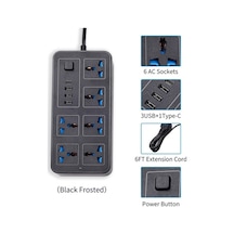 Novahub Beyaz 6 Ac Soket Güç Şeridi + 3 Usb Type-c, 6ft Uzatma Kablosu, Aşırı Gerilim Koruyucu Eu Plug Ev İçin 1.8 M