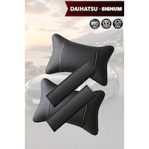 Daihatsu Signum Uyumlu Lüks Set Deri Yastık Siyah Deri Kemer Koruyucu