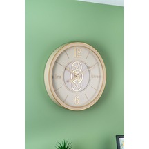 Acar Krem Metal Çarklı Duvar Saati - 59 Cm Krem