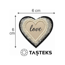 Taşlı Ütülenebilen Veya Sticker Olarak Kullanılabilen Love Yazılı Kalp Patch