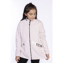 Toontoy Kız Çocuk Baskılı Uzun Hırka Pudra