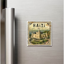 Haiti Haiti - Posta Pulu Temalı Ülke - Baskılı Buzdolap Magneti Kare - 9x9 Cm