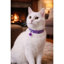Kedi Boyun Tasması Zilli Ve Ayarlanabilir Mor