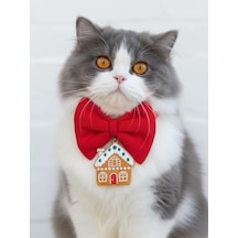 Gingerhome Kedi Papyon Tasması Kırmızı Fiyonk Boyun Aksesuarı Noel Temalı Kedi Süsü