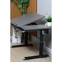 Vega Simple Yükseklik Ayarlı Antrasit Ahşap Masa, Ofis Ve Bilgisayar Masası, Modern Çalışma Masası Antrasit