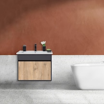 Aras Lavabolu Asma Alt Dolap Antrasit/Atlantik Çam 55X44X58 Cm Antrasit - Atlantik Çam Aras Lavabolu Asma Alt Dolap Antrasit/Atlantik Çam 55X44X58 Cm Antrasit - Atlantik Çam