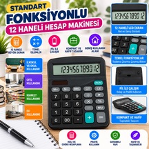 Standart Fonksiyonlu 12 Haneli Geniş Lcd Ekran,pill Masaüstü Hesap Makinesi Adet Fiyatıdır Çok Renkli