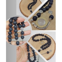 Yasamtohumu Lav Taşı Siyah Renkli 33lük Tesbih 10mm 9028 Çok Renkli