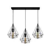 Piramit Modern Tasarım Salon - Mutfak - Cafesiyah Renk Sıralı Sarkıt 3 Lü Avize Diğer