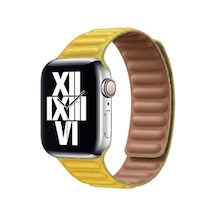 Apple Uyumlu  Watch 38mm Krd-34 Deri Kordon-sarı