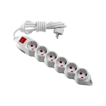 Katar Mono 6 Lı Topraklı Anahtarlı 3 Metre Grup Priz