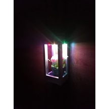 Ledli Işıklı Ahşap Duvar Dekoru Gece Lambası Aplik Yapay Çiçekli (538172015)