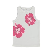 Civil Girls Hibiskus Çiçek Baskılı Askılı 10-13 Yaş Tişört - Kırık Beyaz