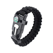 Kampçılık 9595 Pusulalı & Magnezyum Çubuklu Paracord Bileklik Siyah