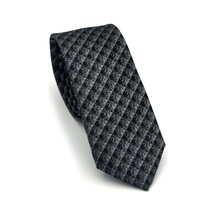 Gaffy Füme Küp Desenli Gri Dokuma Kumaş Mendilli Slim Fit Kravat // Sdk-2605-3 Gri