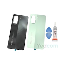 Xiaomi Poco X7 Pro Siyah Arka Cam Batarya Pil Kapağı Telefon Arka Kapak Yapışkan Beraber