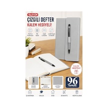 Kaliteli Kapaklı Lastikli Not Defteri A5 15x20cm 1 Adet Lizz Sf3kl Sert Kapak Ciltli 96 Yaprak Çizgili Tükenmez Kalem Gri