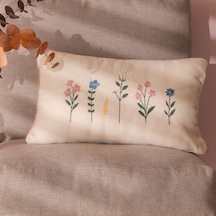 Soft Floral Kırlent - Ekru - 30x50 Cm Çok Renkli
