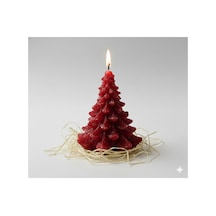 Yılbaşı Mumu Çam Ağacı Hediye Konsepti Özel Günler Noel 6x8 Kırmızı